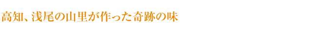 高知、浅尾の山里が作った奇跡の味。